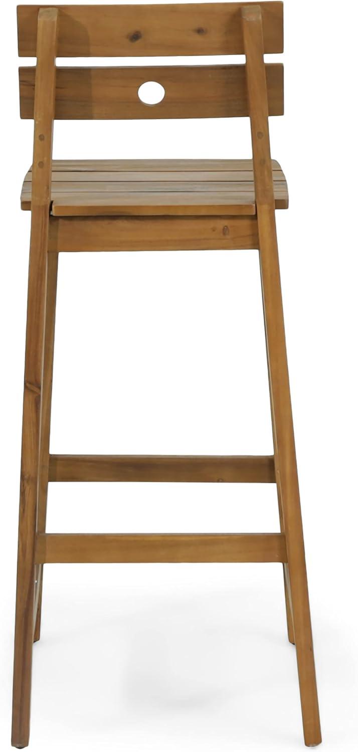 image:imageChristopher Knight Home Ashlyn OutdoorIndoor Backed Barstools Acacia Wood Teak Set of 4