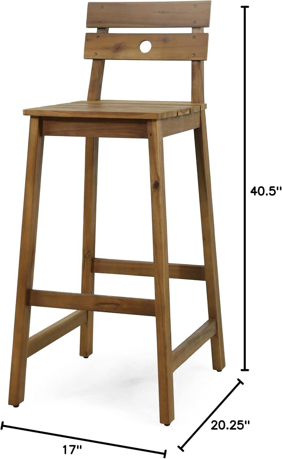 image:imageChristopher Knight Home Ashlyn OutdoorIndoor Backed Barstools Acacia Wood Teak Set of 4