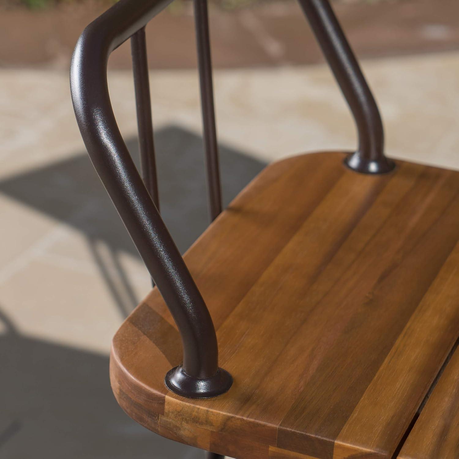 image:imageChristopher Knight Home Denali Outdoor Industrial Acacia Wood Bar Set with Finished Iron Frame Teak Finish Rustic Metal
