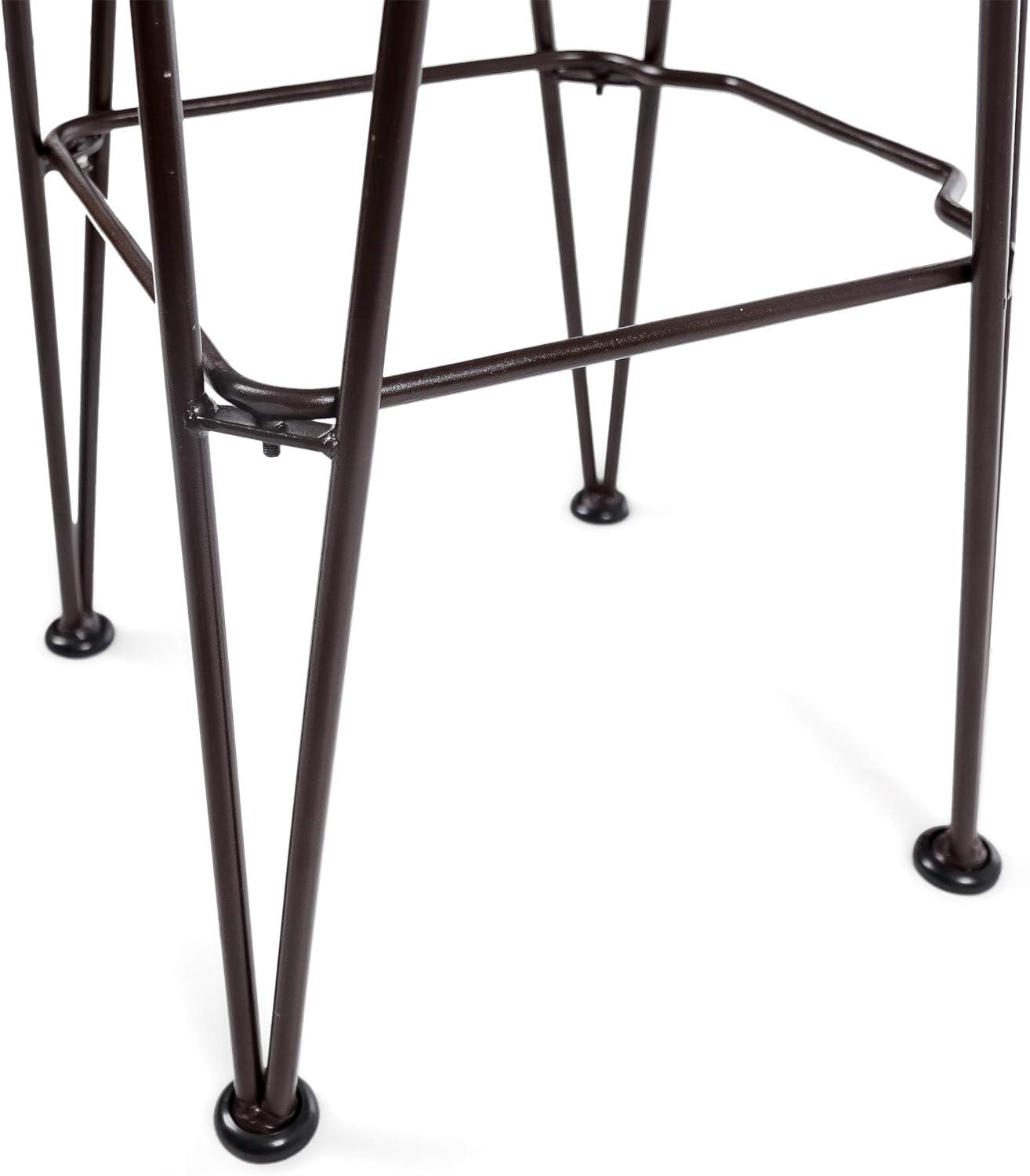 image:imageChristopher Knight Home Denali Outdoor Industrial Acacia Wood Barstools with Finished Iron Frame 2Pcs Set Teak Finish Rustic Metal