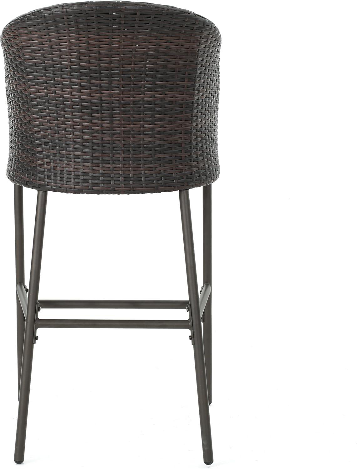 image:imageChristopher Knight Home Dominica Outdoor Wicker Barstools with Water Resistant Cushions 2Pcs Set Multibrown Light Brown