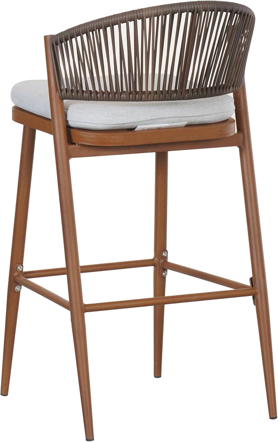 image:imageChristopher Knight Home Hearth 3025 Patio Barstools Set of 2 Woven Wicker Counter Stool Aluminum Frame Barstool PE Rattan ScallopShape Backrest Woodlike Stool for Backyard Balcony Garden TeakTeakAluminum
