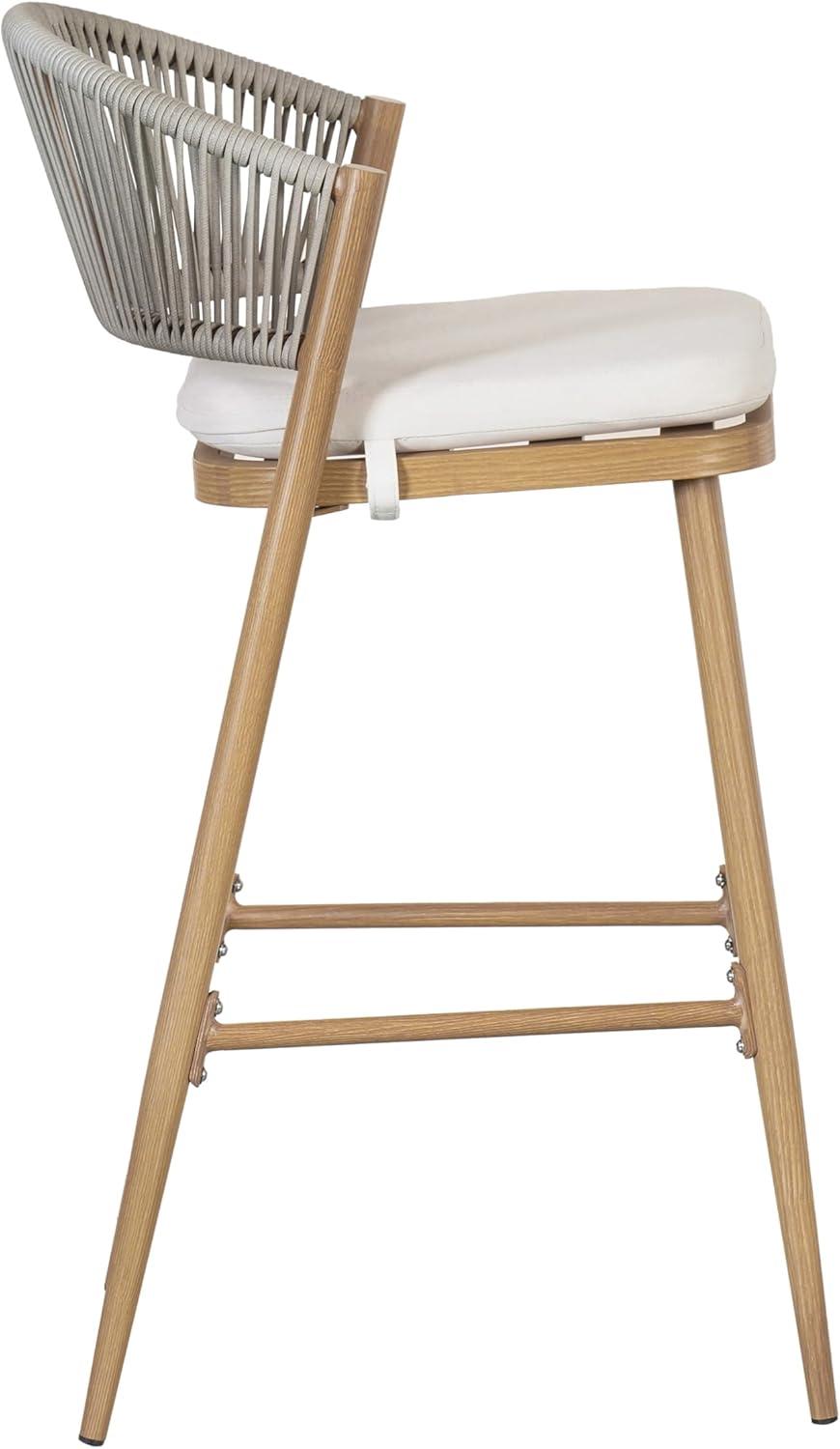 image:imageChristopher Knight Home Hearth 3025 Patio Barstools Set of 2 Woven Wicker Counter Stool Aluminum Frame Barstool PE Rattan ScallopShape Backrest Woodlike Stool for Backyard Balcony Garden TeakMapleAluminum