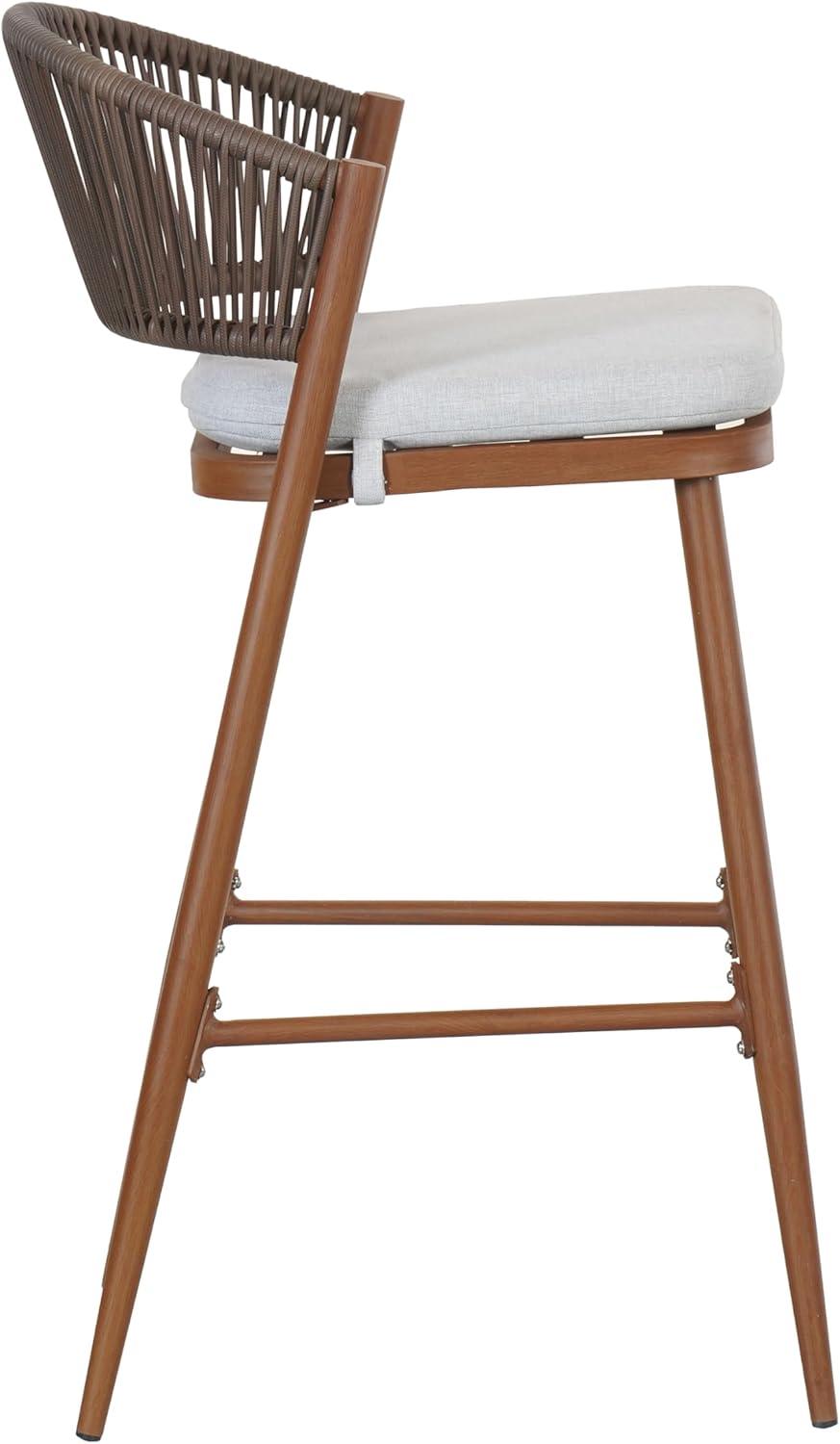image:imageChristopher Knight Home Hearth 3025 Patio Barstools Set of 2 Woven Wicker Counter Stool Aluminum Frame Barstool PE Rattan ScallopShape Backrest Woodlike Stool for Backyard Balcony Garden TeakTeakAluminum
