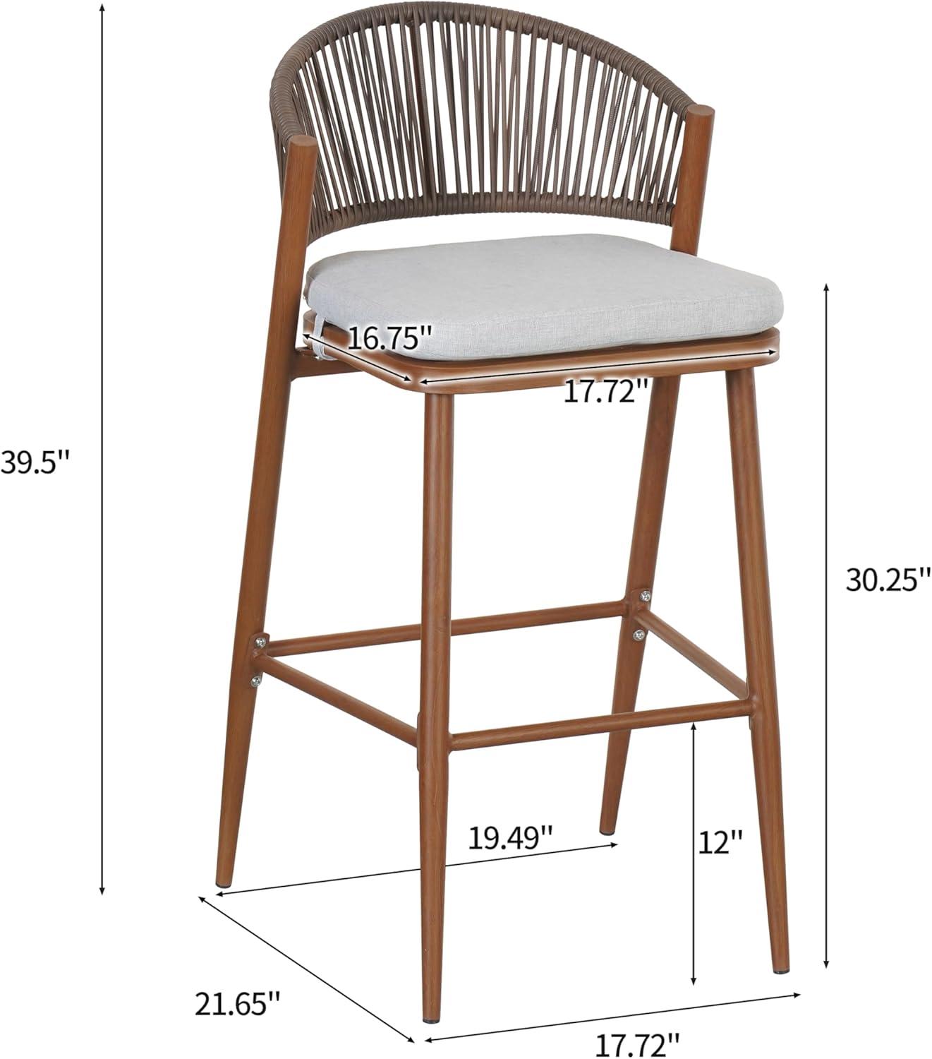 image:imageChristopher Knight Home Hearth 3025 Patio Barstools Set of 2 Woven Wicker Counter Stool Aluminum Frame Barstool PE Rattan ScallopShape Backrest Woodlike Stool for Backyard Balcony Garden TeakTeakAluminum