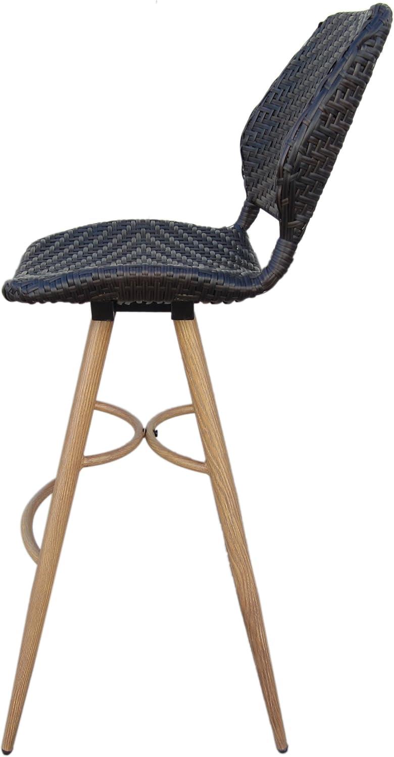 image:imageChristopher Knight Home Laryn Outdoor Wicker Barstools with Wood Finish Metal Legs 4Pcs Set Multibrown Brown