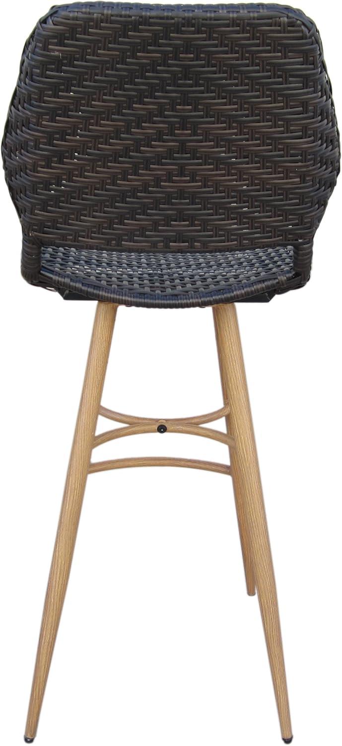 image:imageChristopher Knight Home Laryn Outdoor Wicker Barstools with Wood Finish Metal Legs 4Pcs Set Multibrown Brown