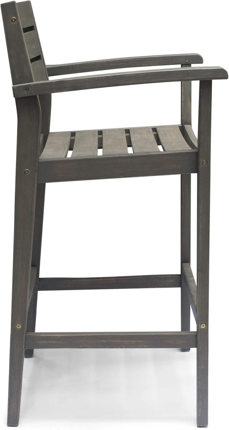 image:imageChristopher Knight Home Lera Outdoor Rustic Acacia Wood Barstool Set of 2 Gray Finish