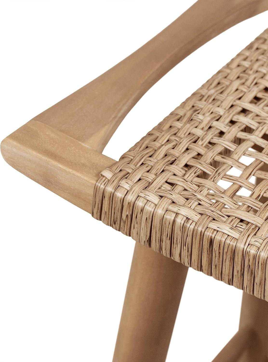 image:imageChristopher Knight Home Magwen Outdoor Acacia Wood Barstool with Wicker Set of 4 Light Brown and Light MultiBrown