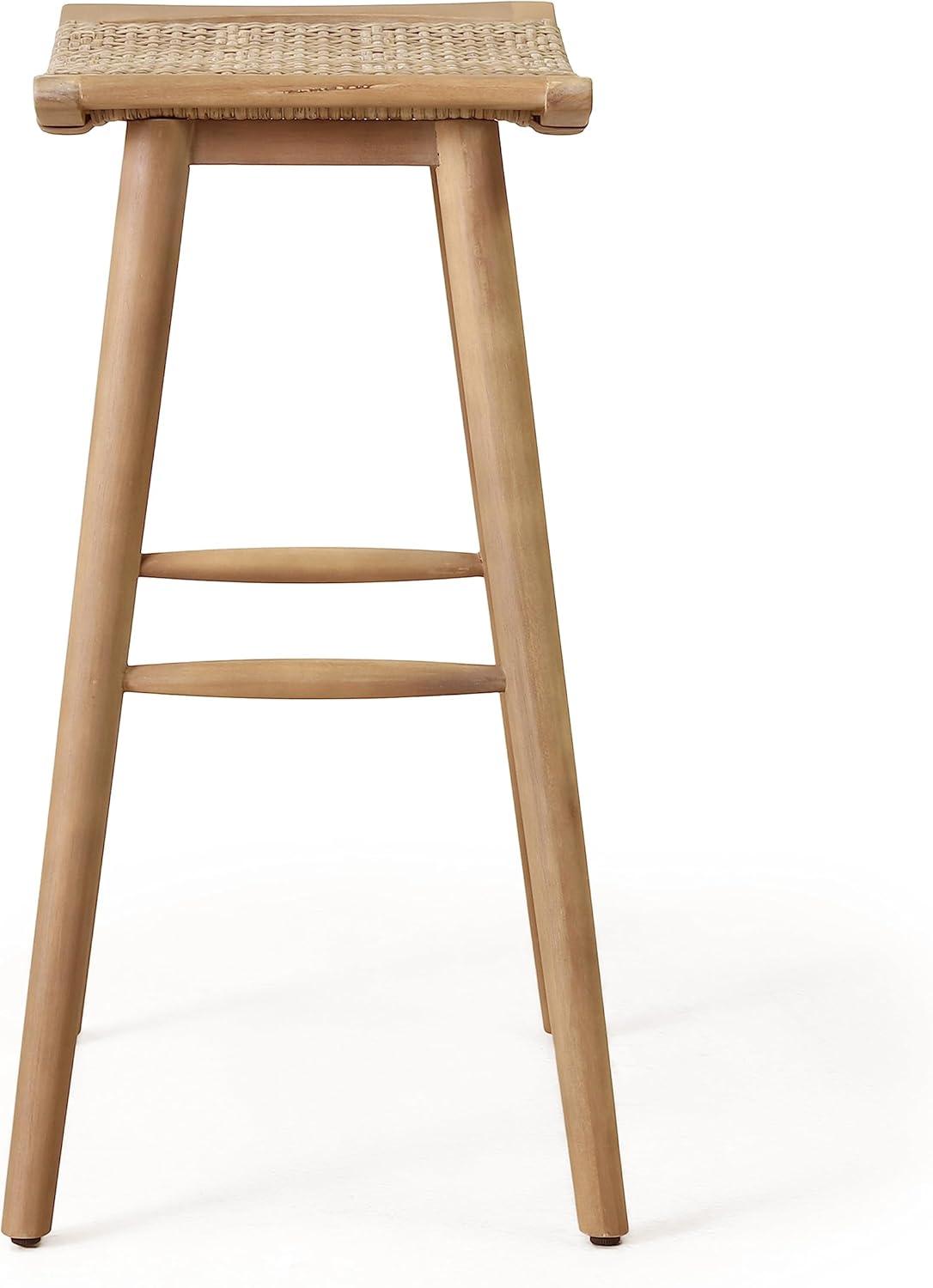 image:imageChristopher Knight Home Magwen Outdoor Acacia Wood Barstool with Wicker Set of 4 Light Brown and Light MultiBrown