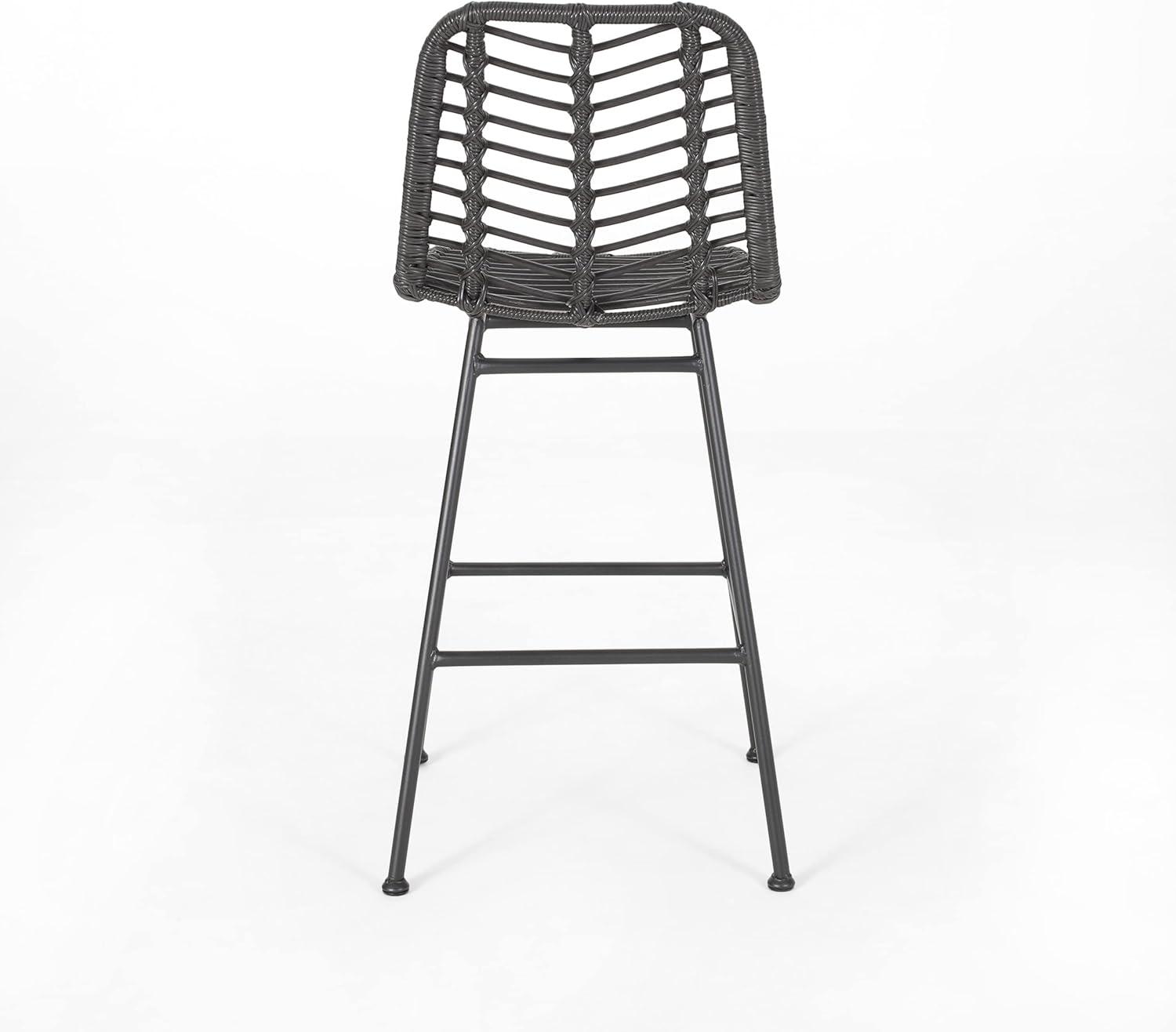 image:imageChristopher Knight Home Outdoor Wicker Barstools Set of 2 Gray and Black