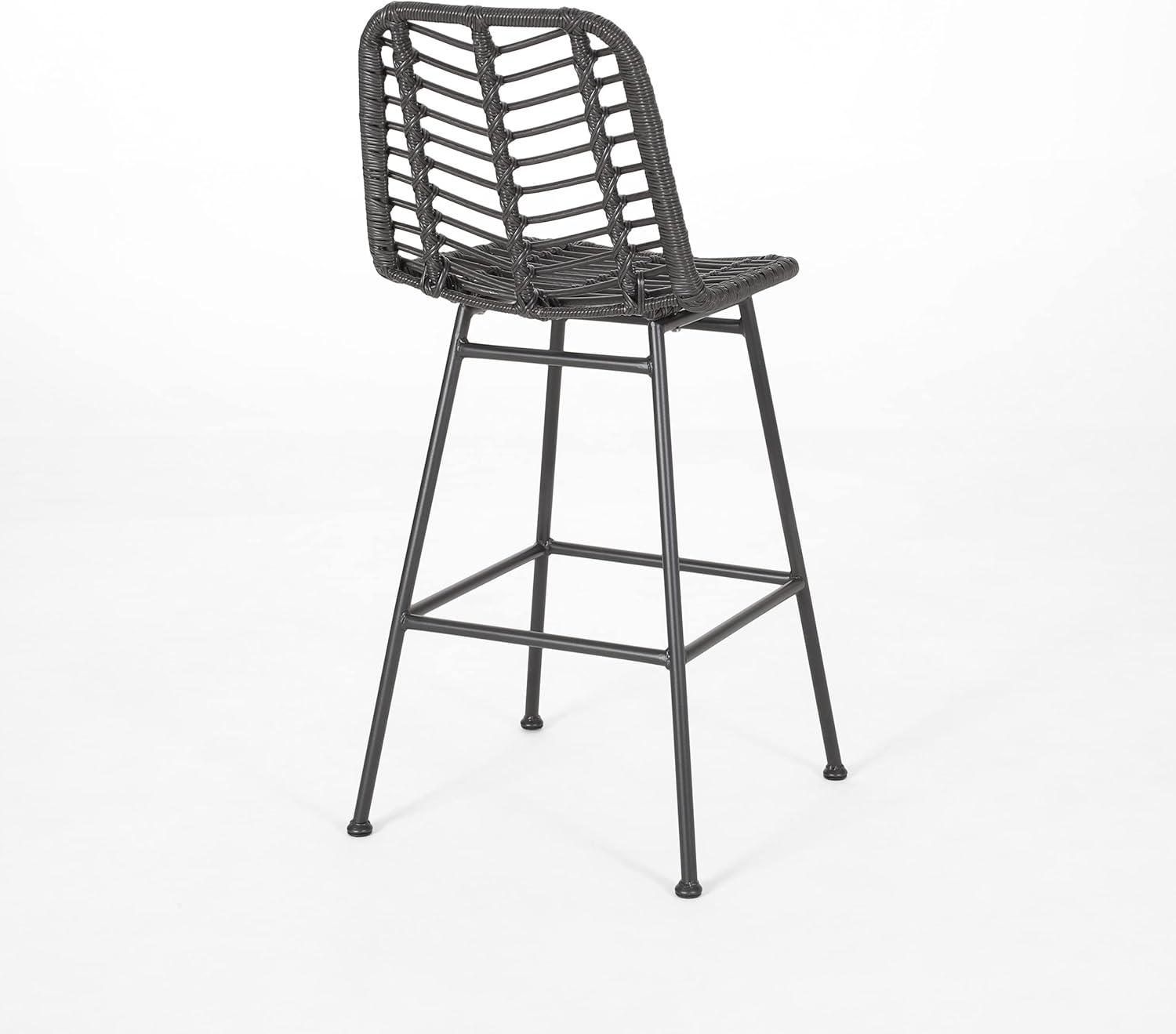 image:imageChristopher Knight Home Outdoor Wicker Barstools Set of 2 Gray and Black