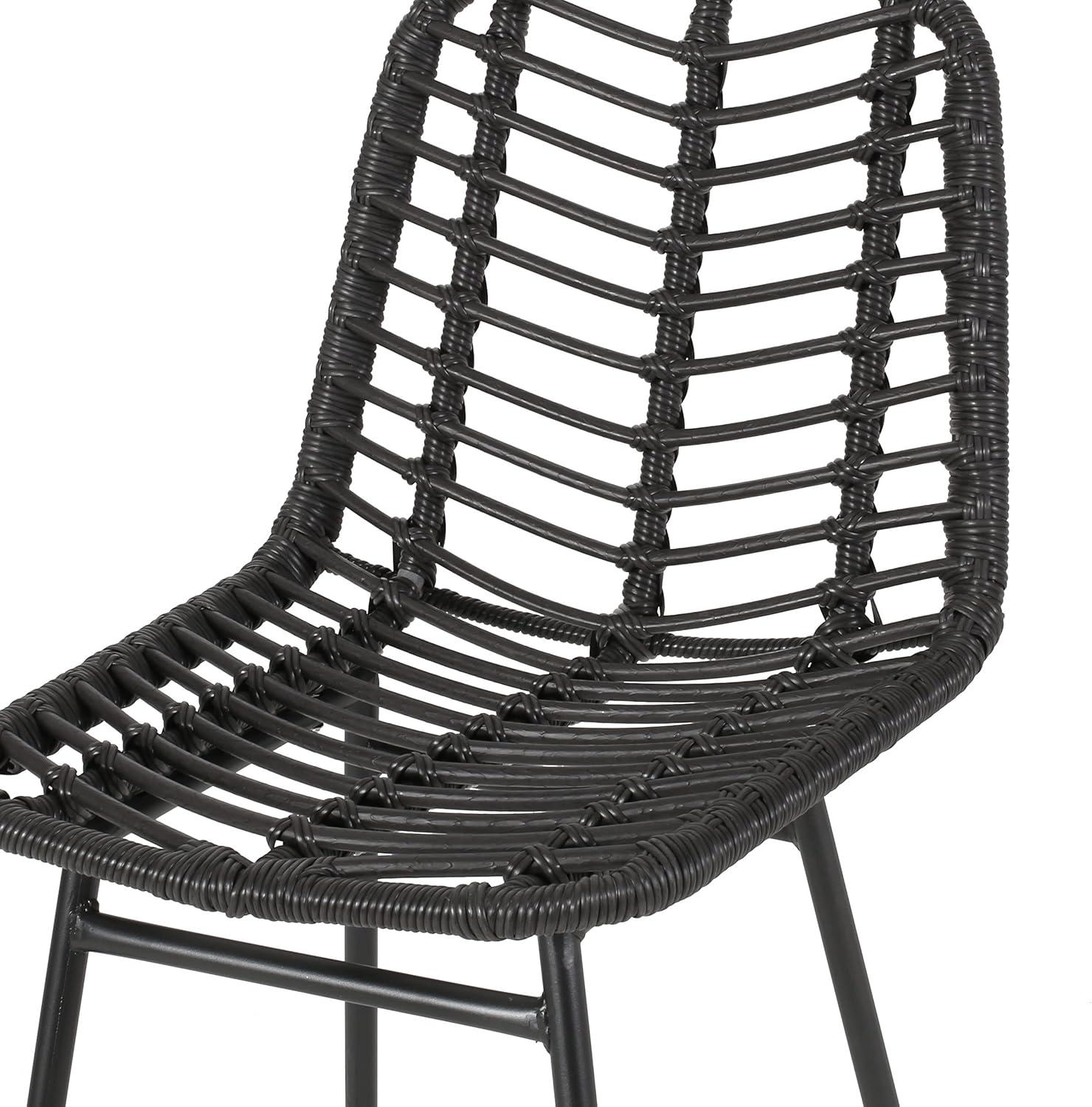 image:imageChristopher Knight Home Outdoor Wicker Barstools Set of 2 Gray and Black