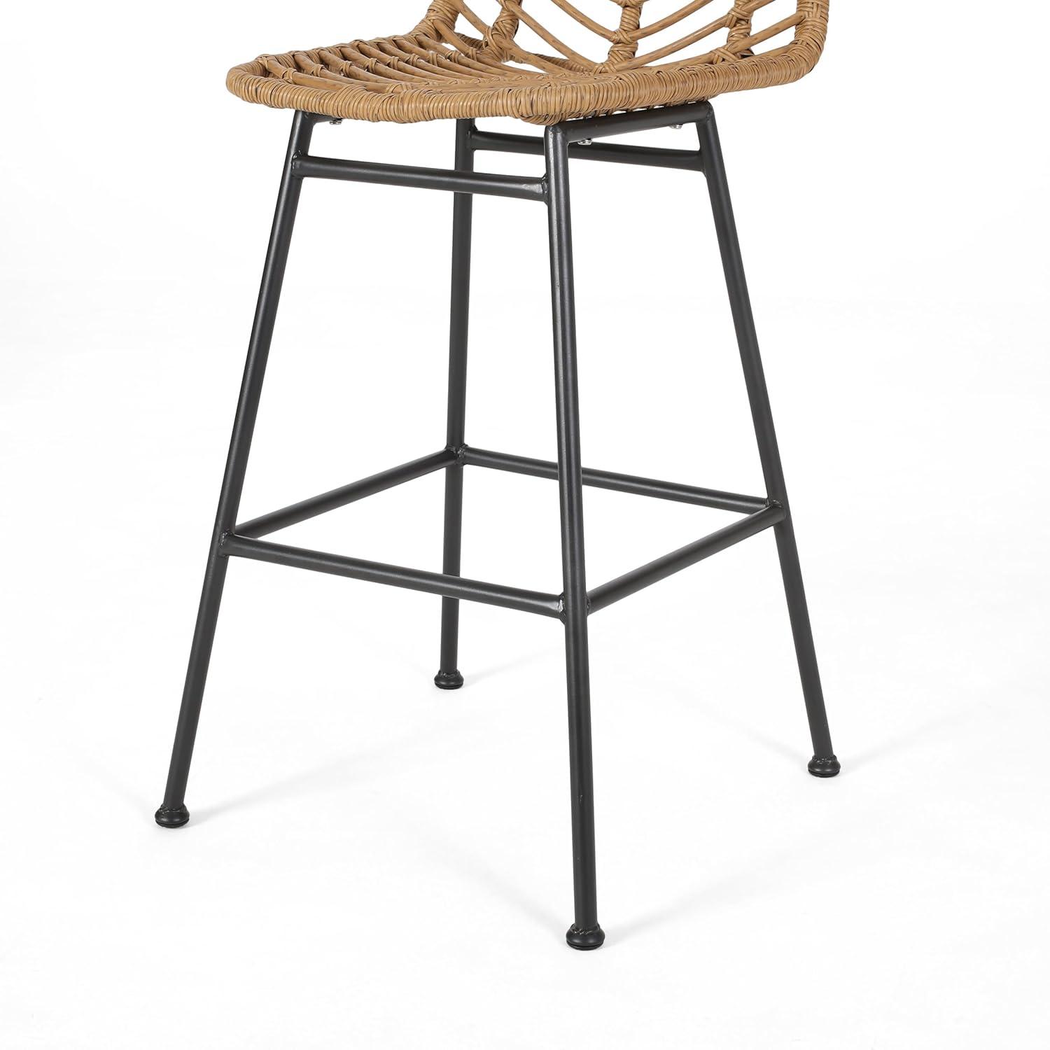 image:imageChristopher Knight Home Sawtelle Outdoor Wicker Barstools Set of 2 Light Brown and Black
