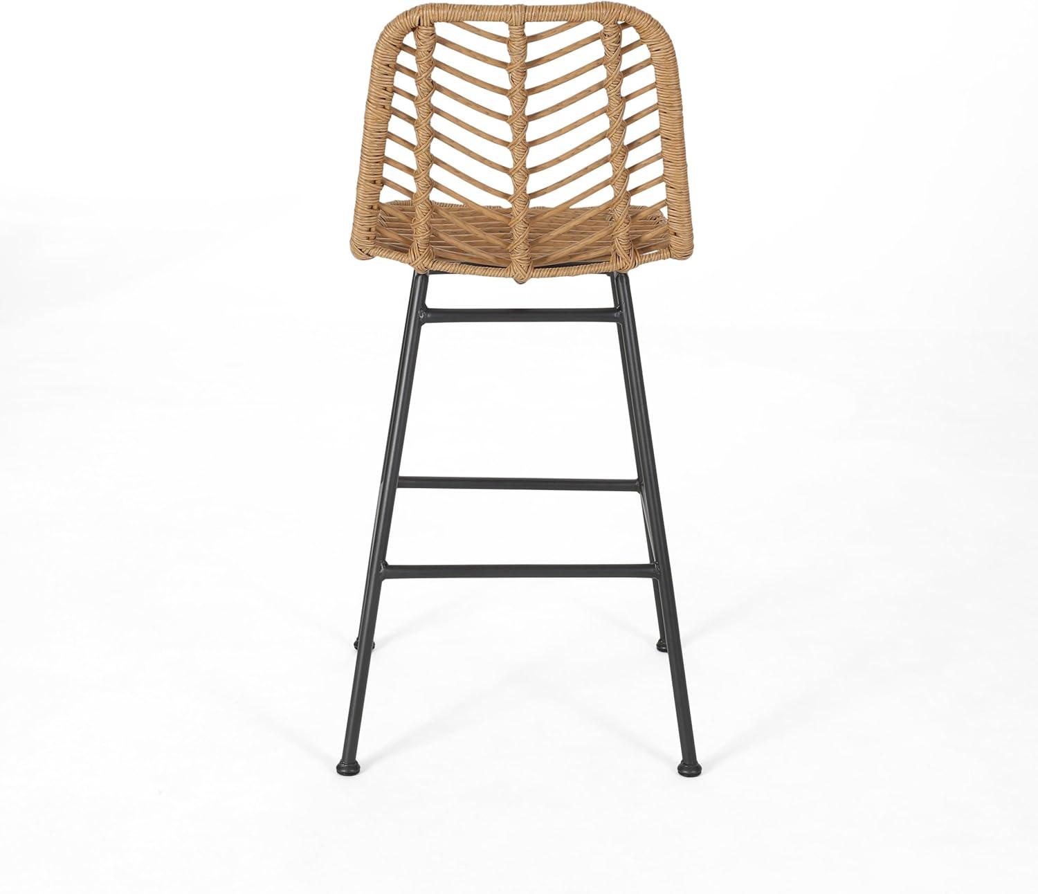 image:imageChristopher Knight Home Sawtelle Outdoor Wicker Barstools Set of 2 Light Brown and Black
