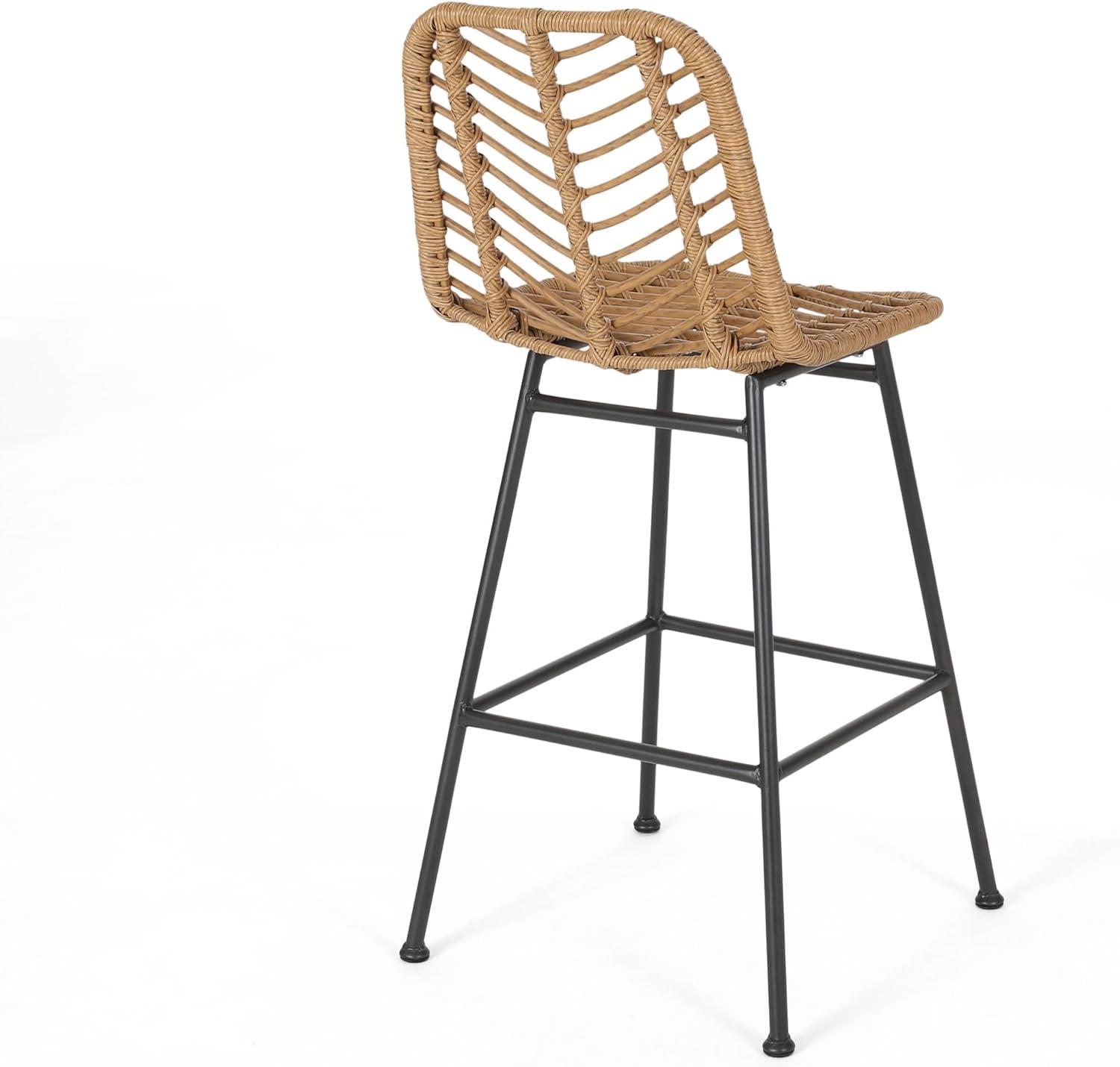 image:imageChristopher Knight Home Sawtelle Outdoor Wicker Barstools Set of 2 Light Brown and Black