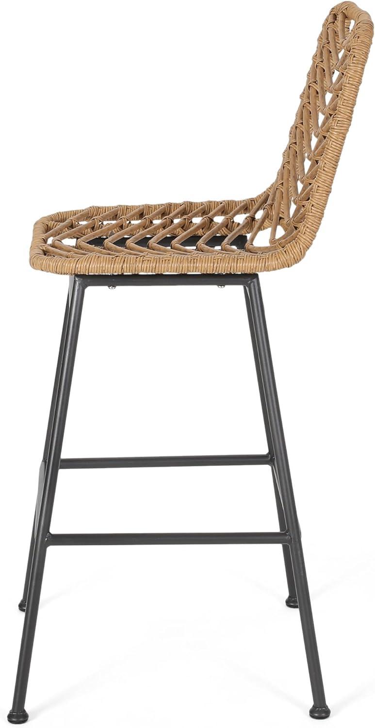 image:imageChristopher Knight Home Sawtelle Outdoor Wicker Barstools Set of 4 Light Brown and Black