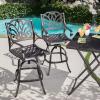 Christopher Knight Home Alfresco Outdoor Bronze Finished Cast Aluminum Barstools, 2-Pcs Set, Bronze