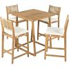 Christopher Knight Home Barron 5-Piece Acacia Wood Patio Bar Set, Patio Bar Table and Stools Set, Soft Seat Cushions, Rattan/Wicker Dining Set for Garden, Backyard, Poolside, Balcony,Teak + Dark Gray(Teak + Beige)