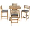 Christopher Knight Home Barron 5-Piece Acacia Wood Patio Bar Set, Patio Bar Table and Stools Set, Soft Seat Cushions, Rattan/Wicker Dining Set for Garden, Backyard, Poolside, Balcony,Teak + Dark Gray(Teak + Dark Gray)