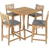 Christopher Knight Home Barron 5-Piece Acacia Wood Patio Bar Set, Patio Bar Table and Stools Set, Soft Seat Cushions, Rattan/Wicker Dining Set for Garden, Backyard, Poolside, Balcony,Teak + Dark Gray(Teak + Dark Gray)