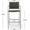 Christopher Knight Home Cape Coral Outdoor Wicker Bar Stools, 4-Pcs Set, Grey