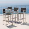Christopher Knight Home Cape Coral Outdoor Wicker Bar Stools, 4-Pcs Set, Grey