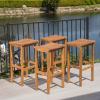 Christopher Knight Home Caribbean Outdoor 30″ Acacia Wood Barstools, 4-Pcs Set, Natural Stained