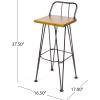 Christopher Knight Home Denali Outdoor Industrial Acacia Wood Barstools with Finished Iron Frame, 2-Pcs Set, Teak Finish / Rustic Metal