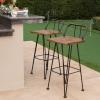 Christopher Knight Home Denali Outdoor Industrial Acacia Wood Barstools with Finished Iron Frame, 2-Pcs Set, Teak Finish / Rustic Metal
