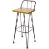 Christopher Knight Home Denali Outdoor Industrial Acacia Wood Barstools with Finished Iron Frame, 2-Pcs Set, Teak Finish / Rustic Metal