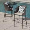 Christopher Knight Home Dominica Outdoor Wicker Barstools with Water Resistant Cushions, 2-Pcs Set, Multibrown / Light Brown