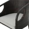 Christopher Knight Home Dominica Outdoor Wicker Barstools with Water Resistant Cushions, 2-Pcs Set, Multibrown / Light Brown