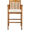 Christopher Knight Home Grace Outdoor Acacia Barstools, Natural Finish and Cream (Set of 2)
