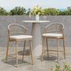 Christopher Knight Home Hearth 26.00″ H Patio Barstools Set of 2, Woven Wicker Counter Stool, PE Rattan Scallop-Shaped Backrest Bar Chair, Metal Frame Barstool for Backyard Balcony Garden, Black(Maple/Aluminum)