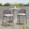 Christopher Knight Home Hearth 26.00″ H Patio Barstools Set of 2, Woven Wicker Counter Stool, PE Rattan Scallop-Shaped Backrest Bar Chair, Metal Frame Barstool for Backyard Balcony Garden, Black(Gray/Metal)