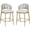 Christopher Knight Home Hearth 26.00″ H Patio Barstools Set of 2, Woven Wicker Counter Stool, PE Rattan Scallop-Shaped Backrest Bar Chair, Metal Frame Barstool for Backyard Balcony Garden, Black(Maple/Aluminum)