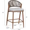 Christopher Knight Home Hearth 26.00″ H Patio Barstools Set of 2, Woven Wicker Counter Stool, PE Rattan Scallop-Shaped Backrest Bar Chair, Metal Frame Barstool for Backyard Balcony Garden, Black(Teak/Aluminum)