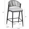 Christopher Knight Home Hearth 26.00″ H Patio Barstools Set of 2, Woven Wicker Counter Stool, PE Rattan Scallop-Shaped Backrest Bar Chair, Metal Frame Barstool for Backyard Balcony Garden, Black(Black/Metal)