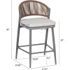 Christopher Knight Home Hearth 26.00″ H Patio Barstools Set of 2, Woven Wicker Counter Stool, PE Rattan Scallop-Shaped Backrest Bar Chair, Metal Frame Barstool for Backyard Balcony Garden, Black(Gray/Metal)