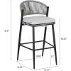 Christopher Knight Home Hearth 30.25″ Patio Barstools Set of 2, Woven Wicker Counter Stool, Aluminum Frame Barstool, PE Rattan Scallop-Shape Backrest Woodlike Stool for Backyard Balcony Garden, Teak(Black/Metal)