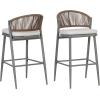 Christopher Knight Home Hearth 30.25″ Patio Barstools Set of 2, Woven Wicker Counter Stool, Aluminum Frame Barstool, PE Rattan Scallop-Shape Backrest Woodlike Stool for Backyard Balcony Garden, Teak(Gray/Metal)