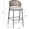 Christopher Knight Home Hearth 30.25″ Patio Barstools Set of 2, Woven Wicker Counter Stool, Aluminum Frame Barstool, PE Rattan Scallop-Shape Backrest Woodlike Stool for Backyard Balcony Garden, Teak(Gray/Metal)