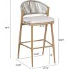 Christopher Knight Home Hearth 30.25″ Patio Barstools Set of 2, Woven Wicker Counter Stool, Aluminum Frame Barstool, PE Rattan Scallop-Shape Backrest Woodlike Stool for Backyard Balcony Garden, Teak(Maple/Aluminum)