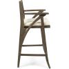 Christopher Knight Home Hermosa Outdoor Acacia Wood Barstool (Set of 4), Grey with Cream Cushion
