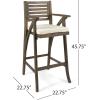 Christopher Knight Home Hermosa Outdoor Acacia Wood Barstool (Set of 4), Grey with Cream Cushion