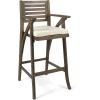 Christopher Knight Home Hermosa Outdoor Acacia Wood Barstool (Set of 4), Grey with Cream Cushion