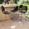 Christopher Knight Home Laryn Outdoor Wicker Barstools with Wood Finish Metal Legs, 4-Pcs Set, Multibrown / Brown