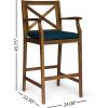 Christopher Knight Home Logan Outdoor Acacia Wood Barstool, Teak Finish/Blue