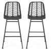 Christopher Knight Home Outdoor Wicker Barstools (Set of 2), Gray and Black